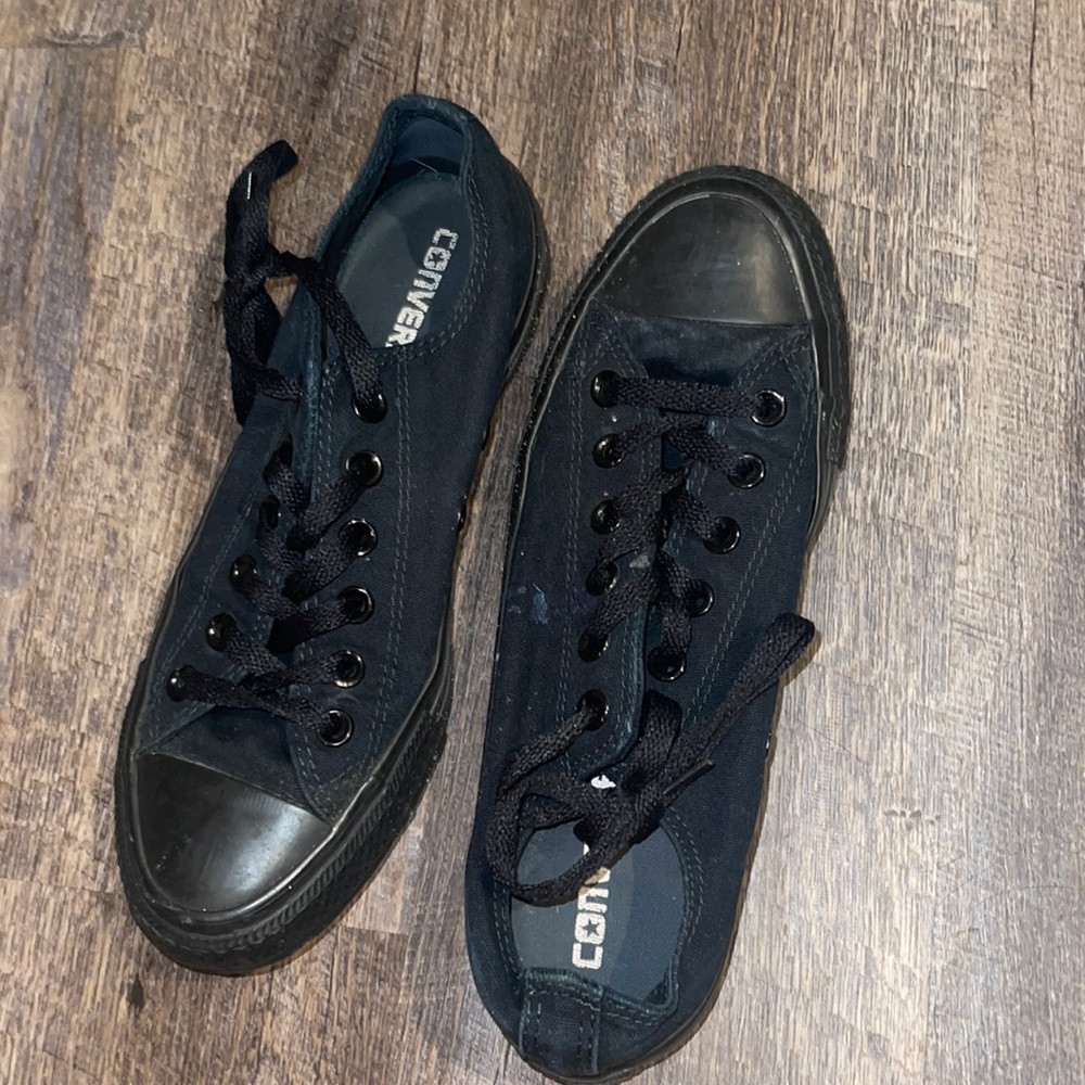 Converse black shoes.